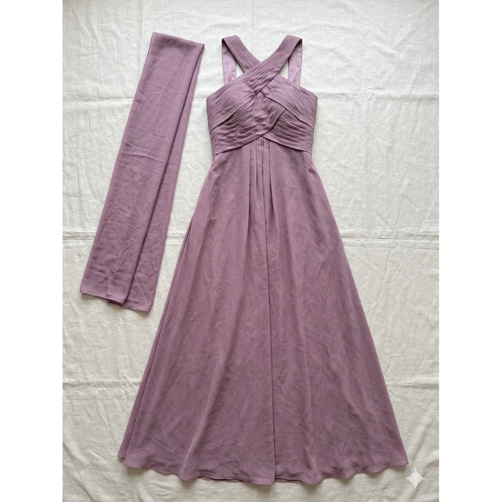 Azazie Kailyn Chiffon Bridesmaid Dress Size A4 Vintage Mauve